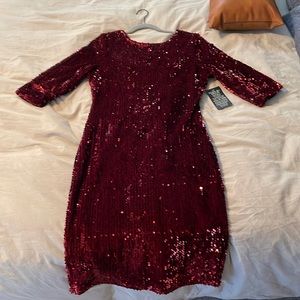 Red sequin holiday dress